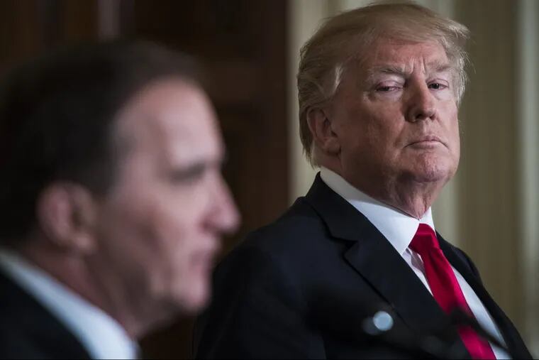 Over the years, President Donald Trump, above during Tuesday's news conference with Swedish Prime Minister Stefan Lofven, has used the trade issue to put himself on the map as more than a real estate developer.