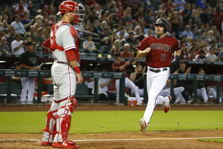 Diamondbacks center fielder A.J. Pollock (11) heads home in the first inning of the Phillies' 6-0 loss on Wednesday.