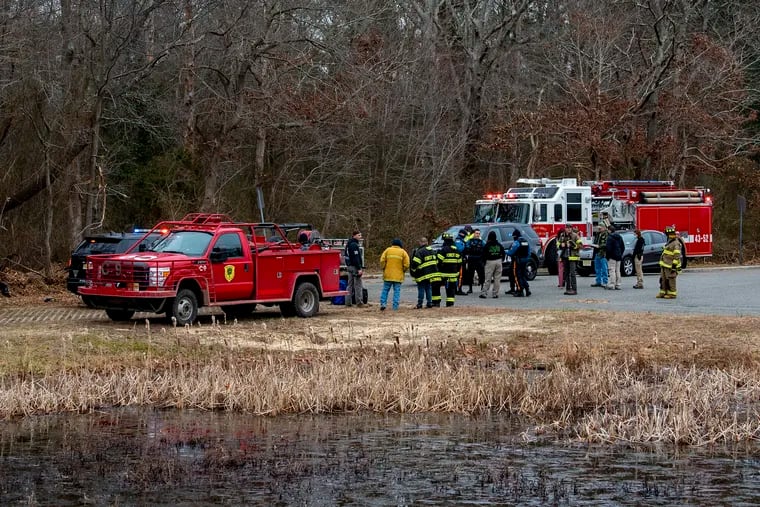 The scene in Franklin Township, Gloucester County, where a 64-year-old Vineland man was killed after a single-engine ultralight aircraft he was flying crashed into a wooded area Monday near the Downstown Airport.