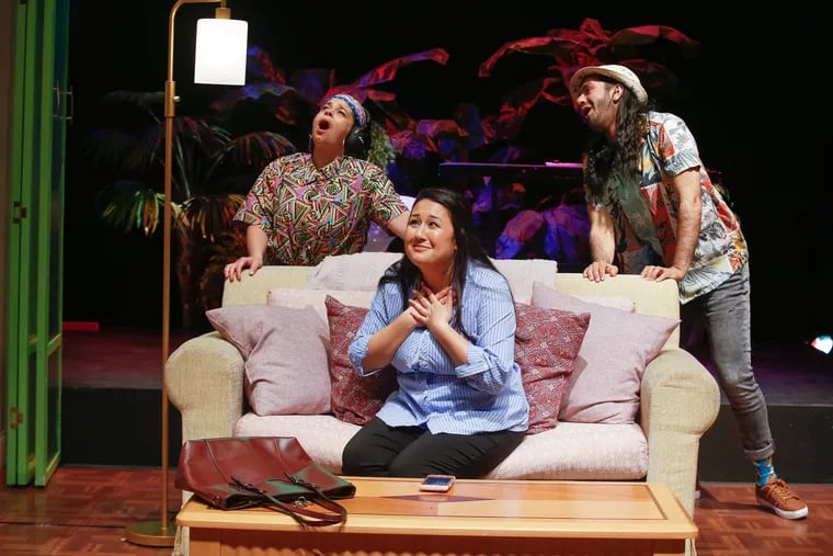 (From left) Rachel O'Hanlon-Rodriguez, Stephanie Kyung Sun Walters, and Joseph Ahmed in Theatre Exile's final show of their 2021-22 season, "Today is My Birthday."