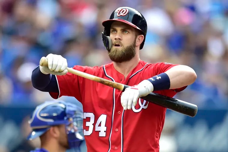 The Phillies face the Washington Nationals and slumping Bryce Harper seven times in the next 10 games.