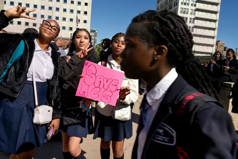 Math, Civics and Sciences Charter School students walked out of school Wednesday to protest founder and chief administrative officer Veronica Joyner's announcement that the long-running charter would close at the end of the school year, upon her retirement.