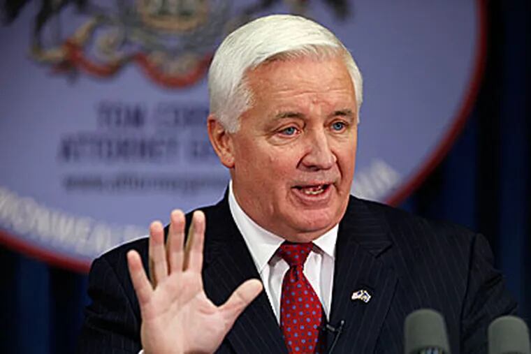 Attorney General Tom Corbett at a news conference. (AP Photo/Carolyn Kaster)
