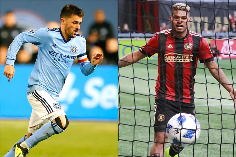New York City FC'ss David Villa (left) faces Atlanta United's Josef Martínez (right) as two of Major League Soccer's top strikers meet in the Eastern Conference semifinals.