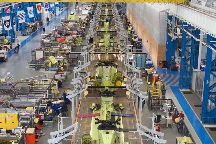 A U.S. Army Chinook assembly line at the Boeing Plant in Ridley Park in 2012.