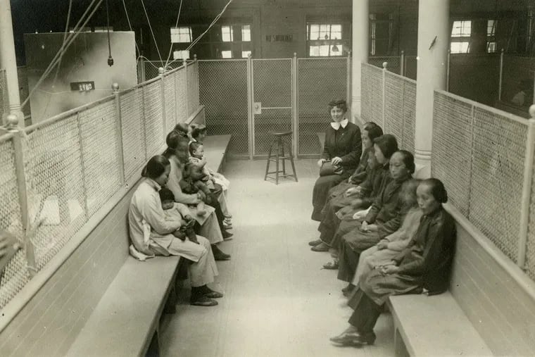 A group of women held at Angel Island, often called the Ellis Island of the west, where Chinese immigrants were often subject to detention and interrogation.