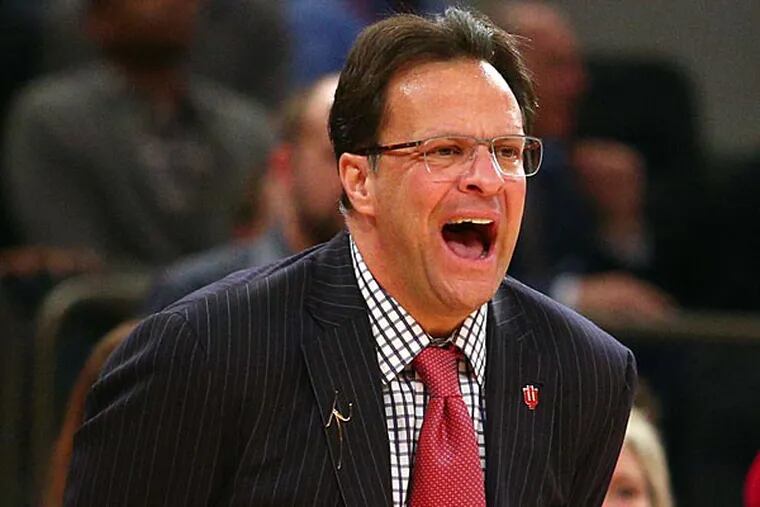 Indiana Hoosiers head caoch Tom Crean coaches against the Louisville Cardinals during the first half at Madison Square Garden. (Brad Penner/USA Today)
