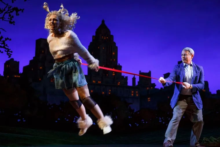 Annaleigh Ashford as Sylvia the dog with Matthew Broderick as the man who finds her abandoned in Central Park in the Broadway production of &quot;Sylvia.&quot;
