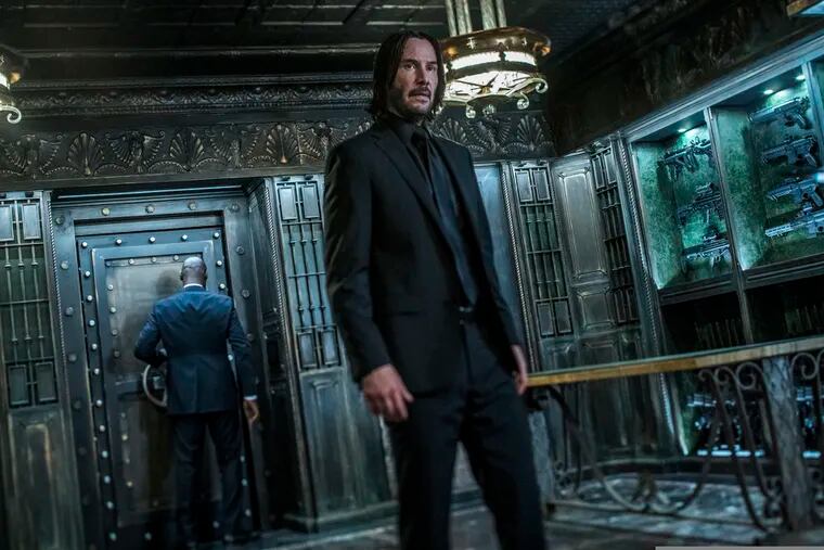 This image released by Lionsgate shows Keanu Reeves in a scene from "John Wick: Chapter 3 - Parabellum." The third installment of the hyper violent Keanu Reeves franchise has taken the top spot at the North American box office and ending the three-week reign of “Avengers: Endgame.” Studios on Sunday, May 19, 2019, say “John Wick: Chapter 3 - Parabellum” has grossed an estimated $57 million in its opening weekend.  (Niko Tavernise/Lionsgate via AP)