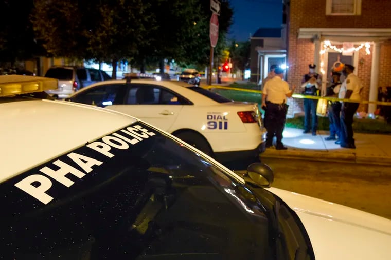 Philadelphia Housing Authority (PHA) Police investigators are on the scene of a shooting at Monday night that left two 15-year-olds injured near 11th and Cambridge streets.