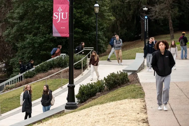 Students walk on campus at Saint Joseph’s University on Tuesday, Jan. 17.