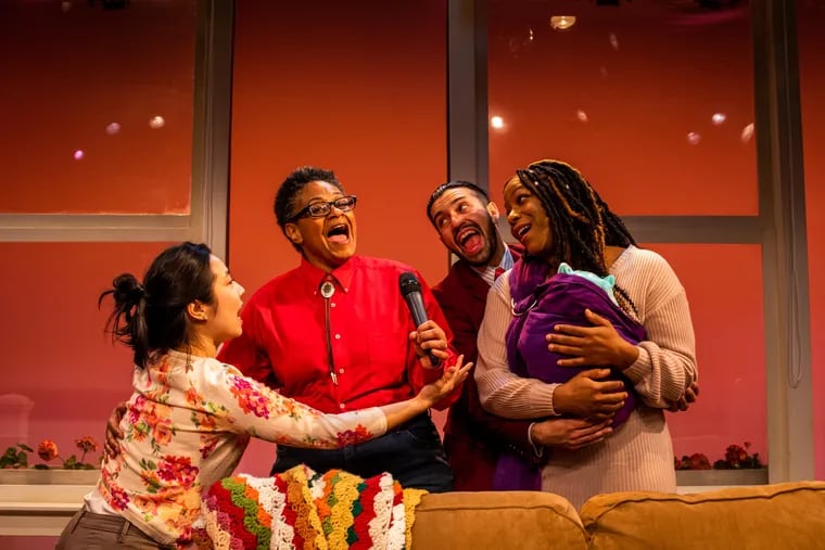 Bi Jean Ngo, Melanye Finister, Joseph Ahmed, and Danielle LeneÃ© in BACKING TRACK at Arden Theatre Company. Photo credit: Wide Eyed Studios.