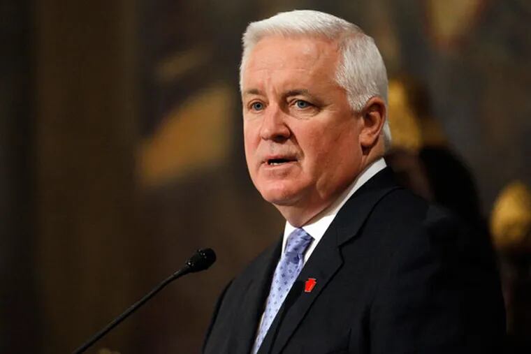 File photo: An exclusive two-day affair for generous donors was underwritten partly by Gov. Corbett's campaign fund, and administration officials say that no taxpayer dollars were used. (AP Photo/Matt Rourke)
