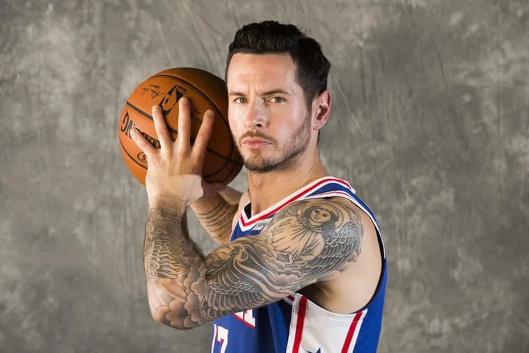 J.J. Redick of the Sixers at their Media Day on Sept. 25, 2017. CHARLES FOX / Staff Photographer