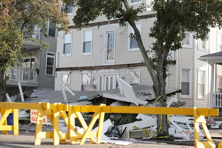 This is the 7 unit, 3 story condominium on the 200 block of East Baker Ave. in Wildwood where roughly two dozen people were injured on September 14, 2019 when two of the decks collapsed, pancake style, on top of each other. Today, the street is currently blocked off and officials continue to investigate the accident on September 15, 2019.