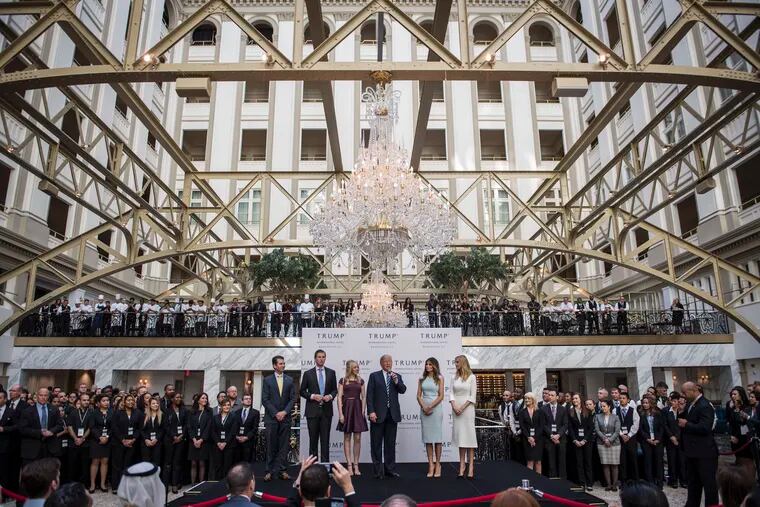 President Trump at the opening of his Washington, D.C., hotel in 2016. (Jabin Botsford/Washington Post)