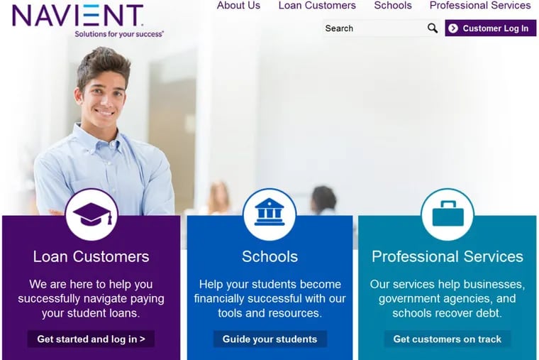 Navient’s website. The student-loan servicer has been sued by Pennsylvania’s attorney general.