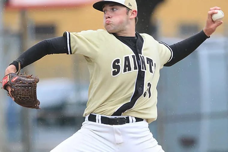 Pitcher Pat Doudican of Neumann-Goretti pitched a
one-hitter in their 10-0 victory over Bonner-Prendergast in baseball. (Charles Fox/Staff Photograper)