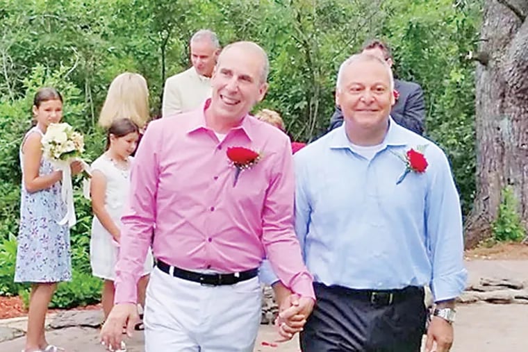 Francis Saba (left) and Victor Rivera married last year, but didn’t feel like "part of the actual fabric of America” until Friday. (COURTESY SABA FAMILY)