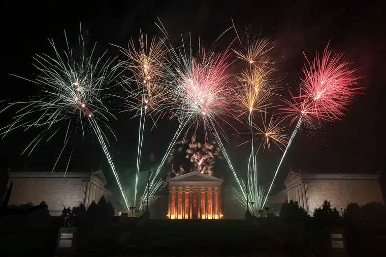 Fireworks over the Art Museum during the Wawa Welcome America Jam on the Parkway,  Friday, July 4, 2014.