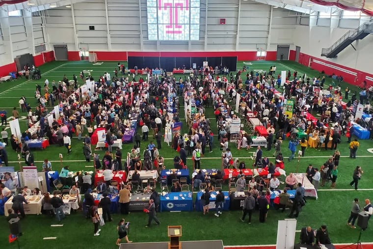 A job fair at Temple University on Thursday attracted 1,300 jobs seekers.