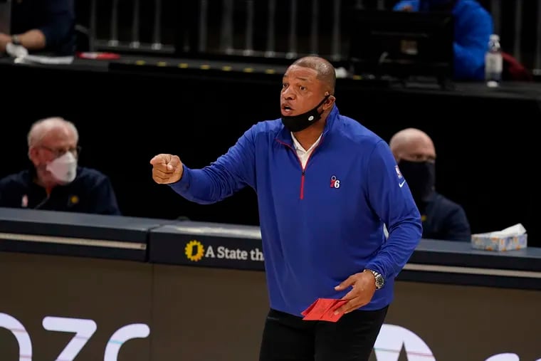 Sixers coach Doc Rivers is ca