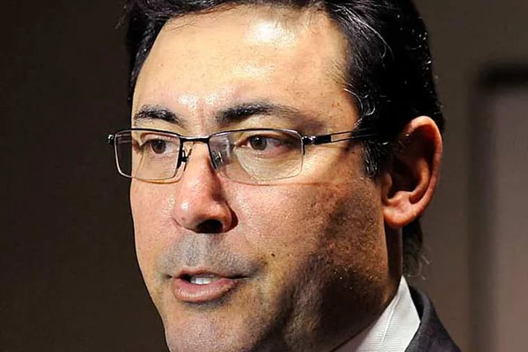 Ruben Amaro Jr., speaks to reporters during a stop on the annual Phillies baseball Winter Tour, Tuesday, Jan. 22, 2013, in Reading, Pa. (Jacqueline Dormer/AP, Republican-Herald)