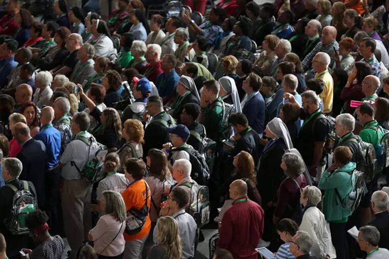 About 17,500 people are expected to attend the World Meeting of Families Congress, with that number swelling to 350,000 fort his weekend’s papal events on the parkway. (DAVID MAIALETTI/STAFF PHOTOGRAPHER)