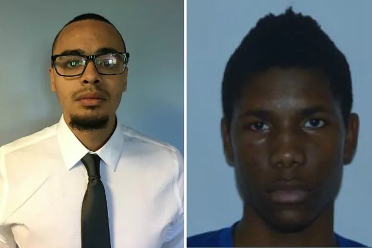 Shone Santiago (left), 22, of New York City, and Evaughn-Sha Walters, 21, of Washington, are accused of racing each other on Route 422 in West Pottsgrove, Montgomery County, in February 2017. Santiago’s BMW crashed, killing his two passengers.
