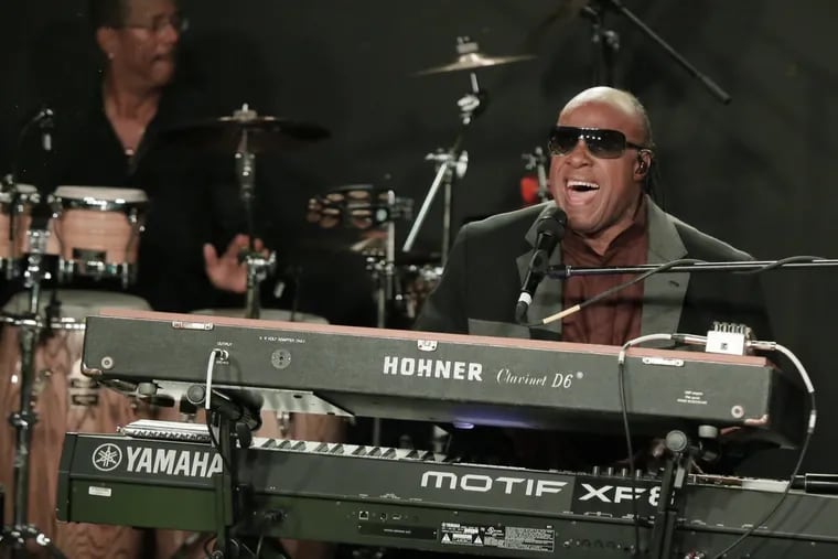 Stevie Wonder performs during a pop-up concert, in support of Hillary Clinton, at CODA, a Center City dance club in Philadelphia on Friday, Nov. 4.