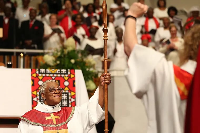 Rev. Patricia Ann Curtis Davenport is installed as bishop of the Southeastern Pennsylvania Synod of the Evangelical Lutheran Church in America at the New Covenant Church in Philadelphia on Saturday. She is the first African American woman elected to that position.