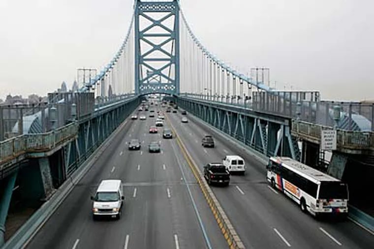 The DRPA board must decide about raising tolls on area bridges such as the Benjamin Franklin, pictured here. (File photo)
