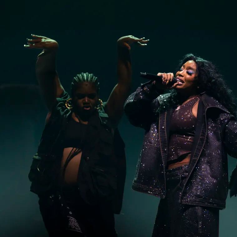 SZA performs at the Wells Fargo Center in Philadelphia, Pa. on Tuesday, Sept. 26, 2023. SZA was supposed to play Wells Fargo Center in March, but the show was canceled at the last minute. SZA was also supposed to headline Made in America with Lizzo, but that was also canceled.