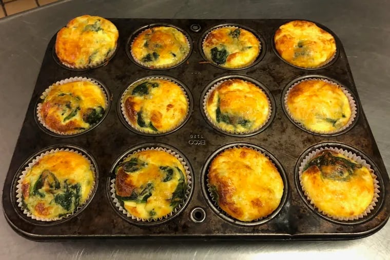 Puffy and brown frittatas made by My Daughter's Kitchen cooking students at Bayard Taylor.
