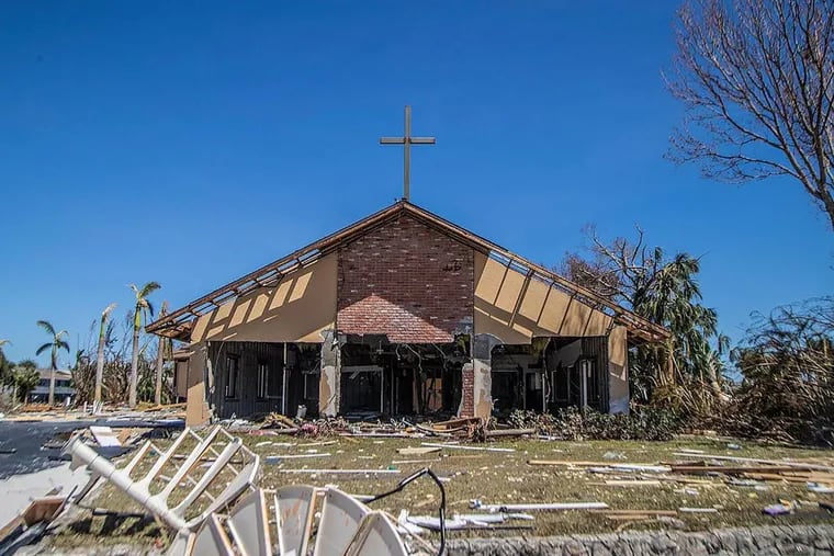 St. Peter Lutheran Church, located on Estero Boulevard in Fort Myers Beach, two days after Hurricane Ian hit Florida's west coast. The Philadelphia region was spared Ian's destruction, but we're in for a rather unpleasant couple of days.