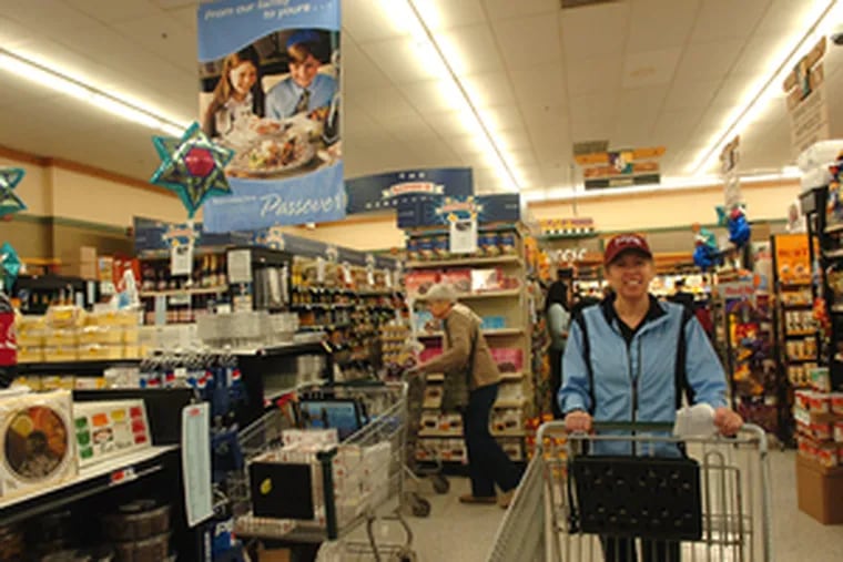 Joan Denenberg of Wynnewood looks over the aisles at the Acme in Narberth for Passover goodies. &quot;We do a spring cleaning before making the meal,&quot; she said.