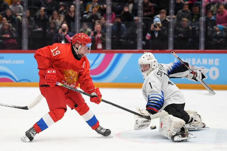 Matvei Michkov, playing for Russia at the 2020 Youth Winter Olympics, is a dynamic talent but may come with some risk given the geopolitical situation with Russia.