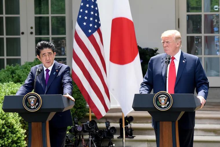 President Donald Trump holds a joint press conference with Japanese Prime Minister Shinzo Abe at the White House on Thursday, June 7, 2018 in Washington, D.C.