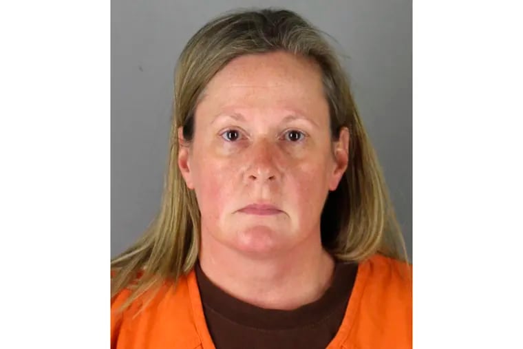 This booking photo released by the Hennepin County, Minn., Sheriff shows Kim Potter, a former Brooklyn Center, Minn., police officer who is charged with second-degree manslaughter for killing 20-year-old Black motorist Daunte Wright in a shooting that ignited days of unrest and clashes between protesters and police.