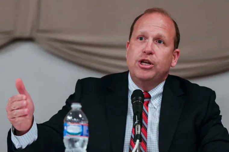 In this file photo, Sen. Daylin Leach speaks during a debate at the The Portuguese Club, 2019 Rhawn St., Tuesday, April 29, 2014.