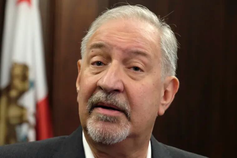 File - This Friday, Sept. 2, 2016 file photo shows attorney Mark Geragos talking to the media during a news conference in downtown Los Angeles. CNN has cut ties with Mark Geragos just hours after the celebrity attorney was named as a co-conspirator in a case accusing lawyer Michael Avenatti of trying to extort Nike. A CNN representative confirmed Monday, March 25, 2019, that Geragos is no longer a contributor to the network but didn't specify why. His name is no longer listed on CNN's website as a legal analyst.