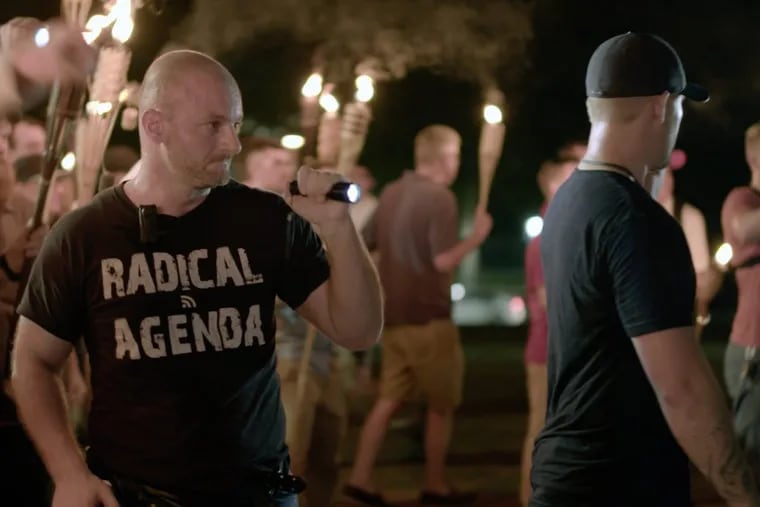 Christopher Cantwell, one of the subjects of HBO's &quot;Vice News Tonight&quot; report, &quot;Charlottesville: Race and Terror,&quot; in a scene from the vdeo, which went viral after its Monday debut