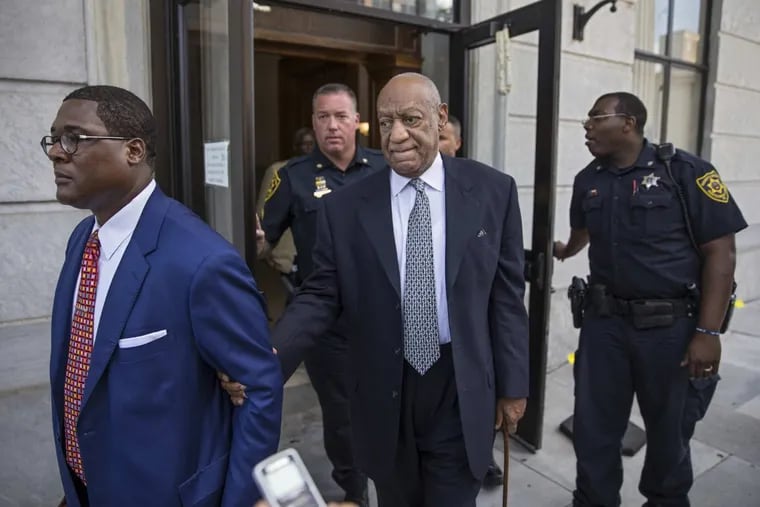 Bill Cosby leaves the Montgomery County Courthouse in Norristown after a brief pretrial hearing. His new attorneys asked for a delay after taking over this case.