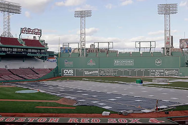 "Just to be on the field and looking around is pretty cool," Claude Giroux said of visiting Fenway Park ahead of the Winter Classic. (Stephan Savoia/AP)