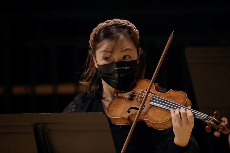 Philadelphia Orchestra first associate concertmaster Juliette Kang performing in a Verizon Hall recording of Haydn's Symphony No. 49, "La Passione."