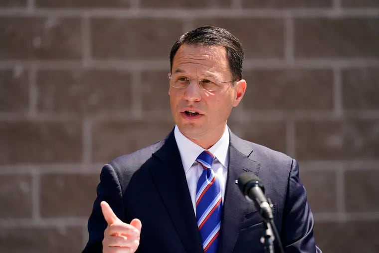 Pennsylvania Attorney General Josh Shapiro on Tuesday announced charges in a $10 million Medicaid fraud scheme in Philadelphia. He is shown speaking at a news conference in Darby on June 2.