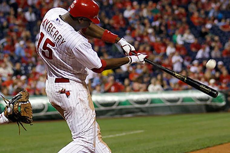 John Mayberry Jr. gave the Phillies' offense a spark with a two-run home run last night. (Yong Kim/Staff Photographer)