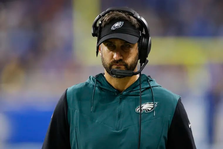 Eagles coach Nick Sirianni during the opening win against the Detroit Lions.