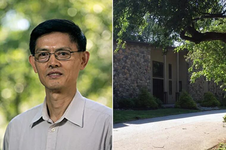 Home of Temple professor Xiaoxing Xi (left) in Penn Valley.