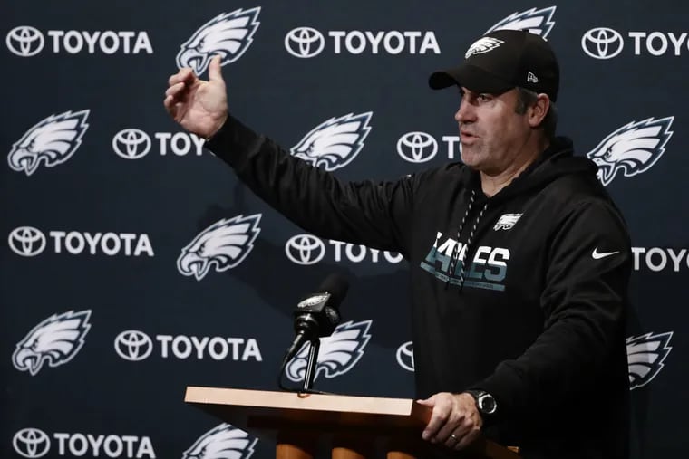 Eagles coach Doug Pederson tells the media on Wednesday that  he was wrong to challenge a 2-yard pass against the Packers.